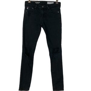 AG Adriano Goldschmied The Legging Ankle Super Skinny Black Ripped Jean